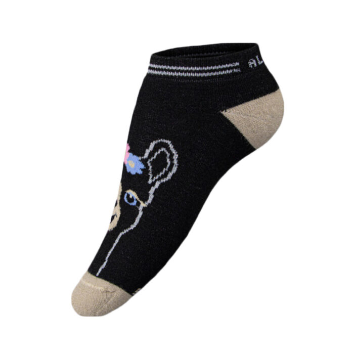 Ankle Face Socks - Black - Beige